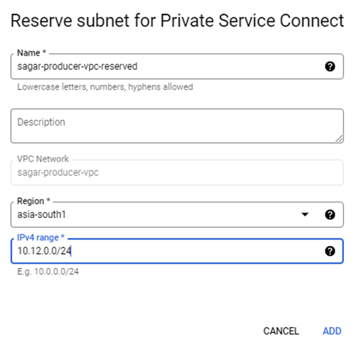 Reserve the IP Range