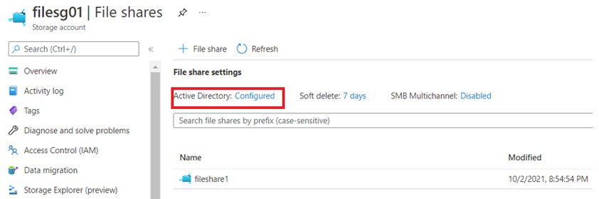 AD Configured with Azure File
