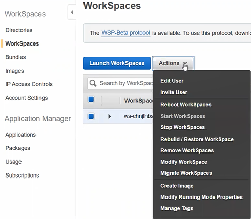 Actions on Workspaces