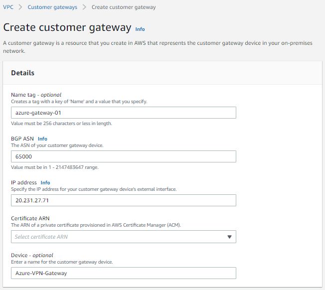 AWS Customer Gateway