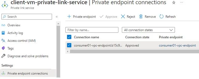 Approve Private Endpoint in Private Link Service