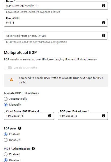 BGP Session Configuration