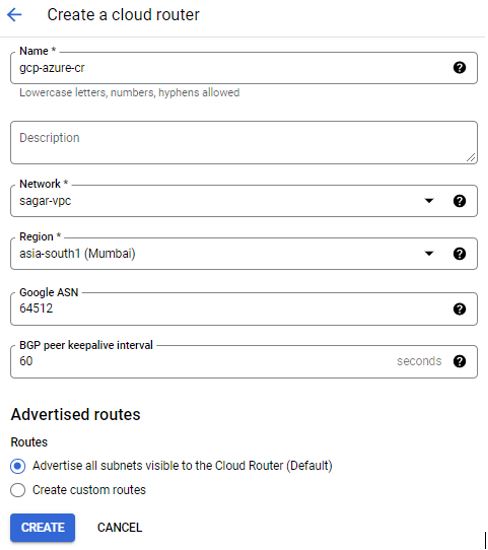 Cloud Router Creation