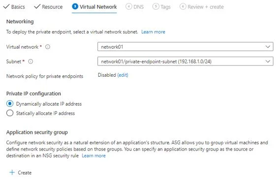 Private Endpoint Virtual Network Selection