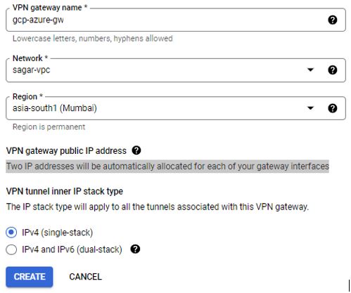 Gateway Creation Step