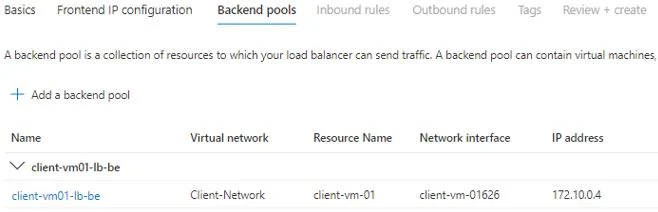LB Backend Pool Configuration