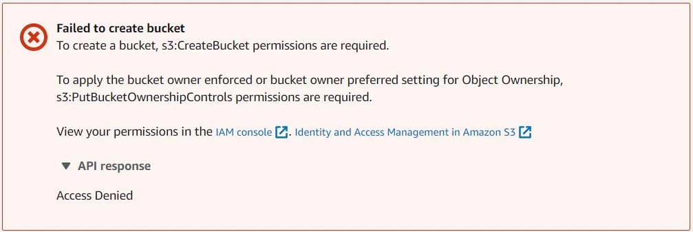 S3 Bucket Creation failed in Sandbox Account
