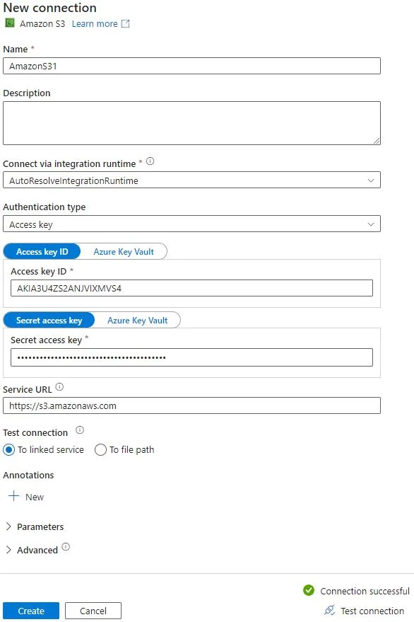 Source Dataset Connection