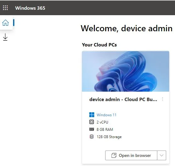 Cloud PC Published to User in Business plan