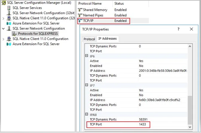 Enable TCP Port on SQL Express 2022